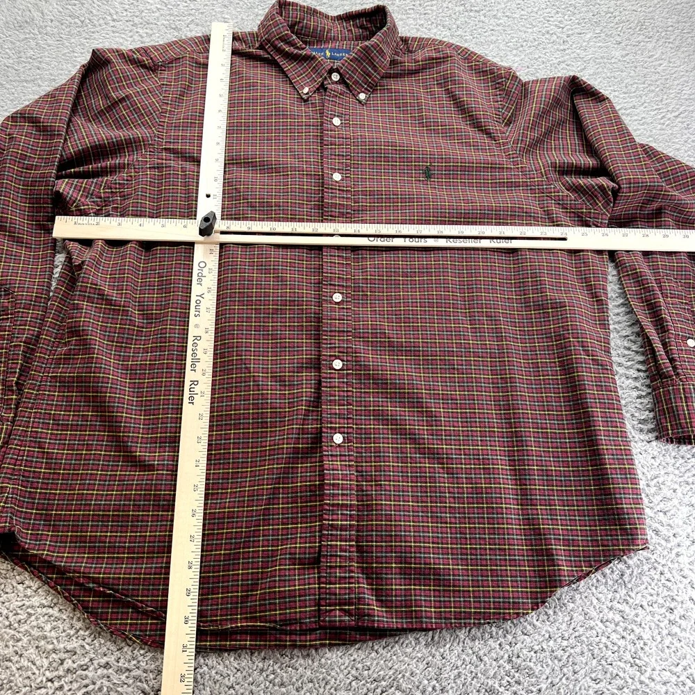 Polo Ralph Lauren‎ Mens Shirt Long Sleeve Button Down Size XXL 2XL Plaid Red